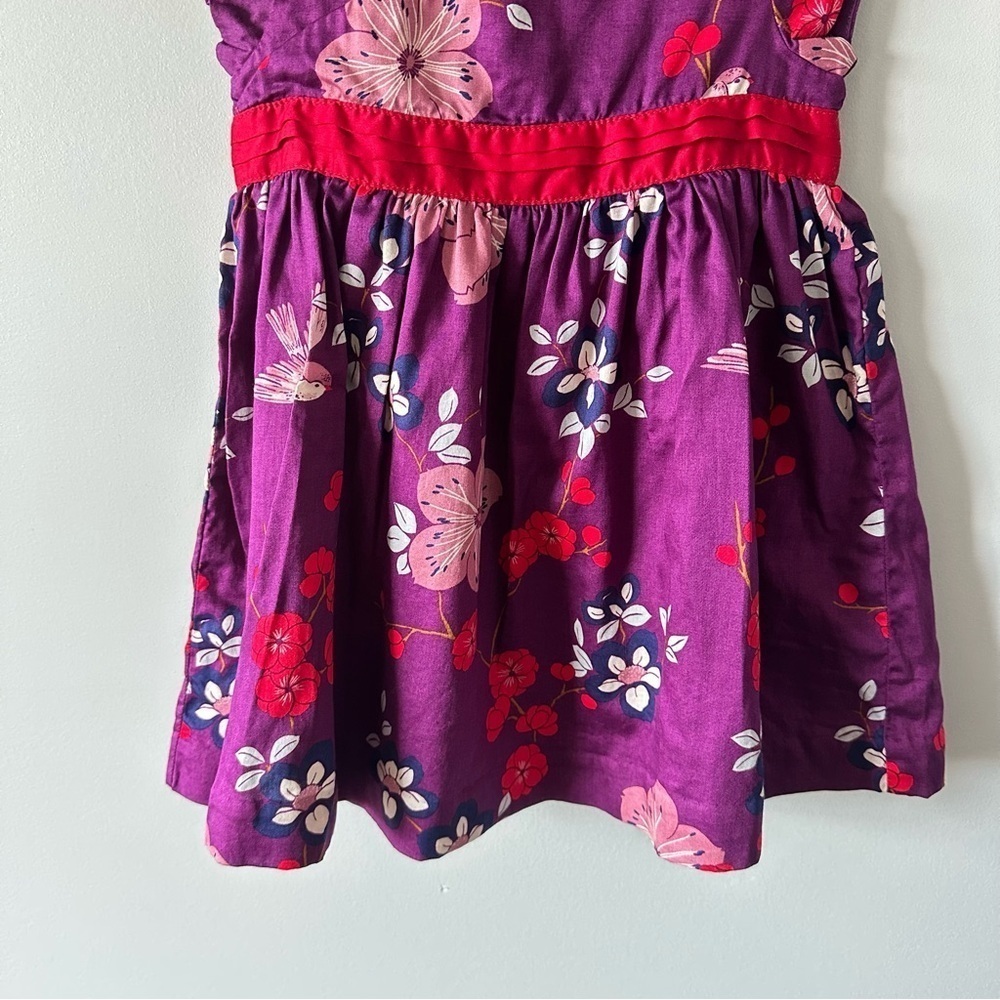 Tea Collection Destination China Dress Purple Floral Pink Birds 18-24 Months - Picture 3 of 11